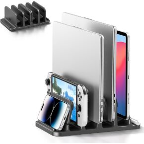 KDD Vertical Laptop Stand for Desk 3 in 1 Adjustable Laptop Holder Auto Shrink Width Fits All MacBook, Samsung, Mac, HP, Dell, Microsoft Surface and Other Gaming Laptops (Black)