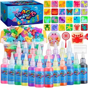 Aqua Fairy Water Gel Kit for Kids, Magic Water Elf Toy Kit with 20 Colors Magic Gel, Aqua Fairy kit with 24 Shape Molds, Crate Your Own Magic Elf Kits Water Pets Craft Kits for Kids