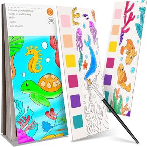 الطلاء Zhoc مع كتب تلوين الماء للأطفال ، مجموعات الطلاء المائية المجانية للألوان المائية للأطفال من العمر 3 4 5 6 7 8+ ، مجموعة الطلاء المائي للفنون والحرفية هدية للبنين ، الأميرة