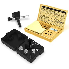 MAXUS Gram Scale 200g x 0.01g and Precision Calibration Weights Set with Powder Trickler