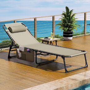 كرسي DWVO Patio Lounge ، كرسي كرسي محمول كرسي قابلة للطي CHEST COT ، RECLINING CALLGE LOONGE 5 POSISTION قابلة للتعديل مع وسادة الرأس وحقائب اليد المحمولة للتخييم ، البلياردو ، الشاطئ والفناء ، الأزرق