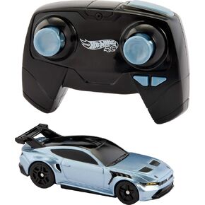 Hot Wheels RC Toy Car, Full-Function Remote-Control 1:64 Scale Ford Mustang, Booster Button to Race & Stunt On- or Off-Track, Recharge with USB Cable