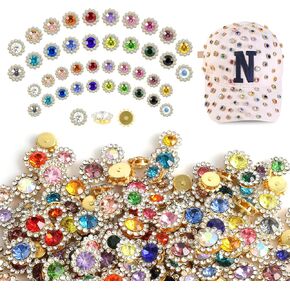 Abejfic 200 PCS 20 ألوان مختلطة خياطة على أحجار الراين ، 10 مم من الكريستال الزجاجي القاعدة المعدنية القاعدة زهرة المخلب لا راين لصياغة ، أحجار الراين المبل