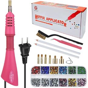 Hotfix Applicator, Genround Hotfix Rhinestones Applicator Bedazzler Kit with Rhinestones Wand Setter Tool and Mixed Color Rhinestone, Rhinestone Picker, Hotfix Tips, Tweezer and Brush