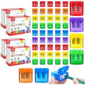Aodaer 288 Pieces Pencil Sharpeners Bulk Double Hole Pencil Sharpener Manual Pencil Sharpeners with Lid, 6 Assorted Colors Pencil Sharpener for Kids Classroom School Home Supplies