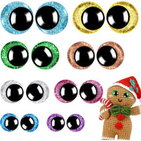 160pcs عيون أمان كبيرة لدمية Amigurumi 3D Glitter Crochet Doll مع غسالات لدمى DIY تحمل الحرف حيوانات صنع الإمدادات (12-18 ملم)