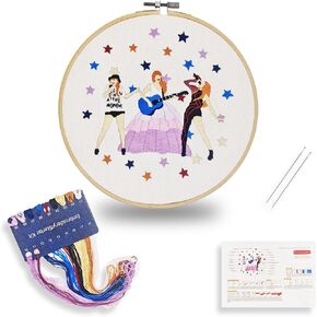 LETISH Star Embroidery Kit for Beginner with Art Vocalist Pattern Adults Starter DIY Needlepoint Cross Stitch Kits Hand Stitches Kit Craft Handy Sewing