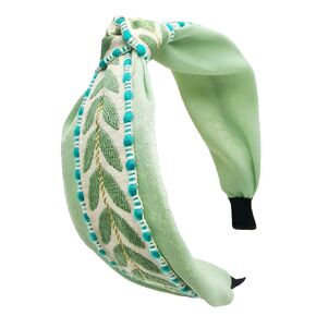 Boho معقدة عقال أصفر مع الدانتيل المصنوع يدويًا تطريزًا معدنيًا للبنات النسائية