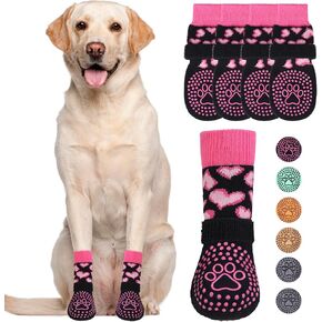 KOOLTAIL Dog Socks for Hot/Cold Pavement to Prevent Licking Paws,Dog Boots&Paw Protector for Hardwood Floors Anti Slip,Traction Control No Twist Grip Booties for Small Medium Large Senior Dogs M