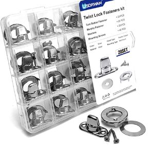 30 Set Twist Lock Fasteners with Turn Button Fasteners Eyelet Screws for RVs Marine Boats Canvas Fastener Turn Buttons