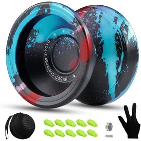Yoyo استجابة Yoyos للأطفال المبتدئين المبتدئين خدعة يويو ، Yo-yo غير مستجيبة للبالغين مع مجموعة المحمل ، و 10 سلاسل يو يو ، والقفازات-الفضة الأزرق