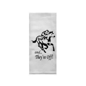 And They're Off Derby Party Tea Towel