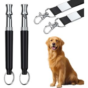 2 PCS Dog Pricks ، صافرة تدريب الكلاب المحترفة مع الحبل ، وصفارات الكلب الصامت الصامت للموجات فوق الصوتية ، صافرة للتوقف عن نباح الجيران الكلب ، سدادة الكلاب النابحة (أسود+أسود)