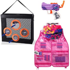 Hely Cancy Portable Shooting Target Toys & Girls Tactical Vest with Blaster