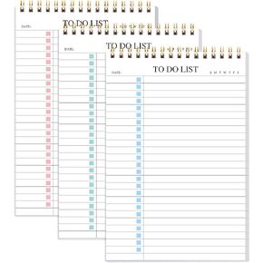 To Do List Notepad 3 Pack, Undated Daily Planner Notepad With To Do List Notebook Checklist Planner Spiral Waterproof Notepad for Office Supplies, School Planner, 52 Sheets/Pack, 5.5"*8.3" A5 Size