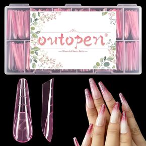 Outpheden 300pcs نماذج الأظافر مربعة مربعة واسعة من أظافر الأظافر امتداد الأظافر غلاف كامل الأظافر فن العفن لأصابع القدم لأسرة أظافر واسعة النما