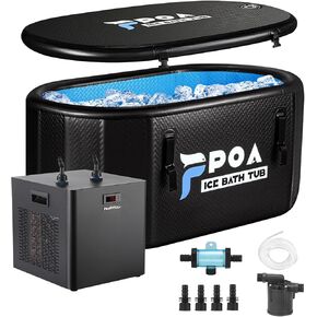 Poafamx 1/2hp مبرد الماء + حوض غطس بارد 155 جال