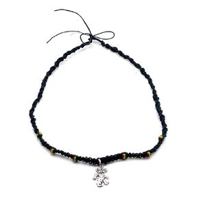 Bear Charm Necklace for Women Men Teen Girls Handmade Beach Hemp Jewelry