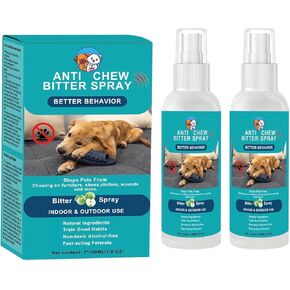 No Chew Spray for Dogs, Dog Deterrent Spray, Bitter Spray for Dogs, Stops Chewing and Licking, Protects Furniture, Prevents Wound Licking, Non-Toxic, Alcohol-Free 2 * 100 ML 7.0 OZ