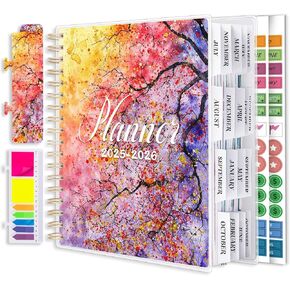 Planner 2025-2026, Large18 Months Academic Daily Weekly Monthly Planner Yearly Agenda July. 2025–Dec. 2026, 7.9" x 9.8", Page Tabs, Separator Page, Pocket Folder, Bookmark, Stickers, Sticky Note Set