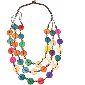 Chunky Multiple Strand Layered Colorful Wooden Beaded Choker for Women,Multicolor Boho Handmade Bib Necklace for Women,Layering African Collar Necklace,Statement Fashion Jewelry