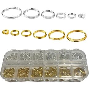 6 Size Gold and Sliver Jump Rings,Double Loops Round Split Small and Medium Key Chain Ring for Jewelry Making and Keychain Home Car Dog tag Rings DIY Crafts