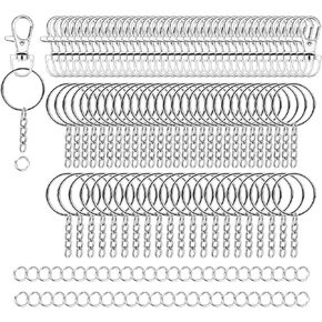 100 Pieces Metal Keychains Keyrings Key Rings with Chain and Jump Rings
