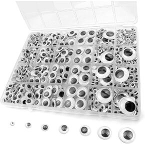 600 Pieces Googly Eyes with Self-Adhesive, 7 Sizes 4-20mm Mixed Packaging (Black)