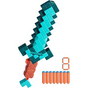 Nerf Minecraft Sword Dart Blaster ، Pull -Back Frading ، Edge Edge ، 8 N1 Darts ، Ages 8+
