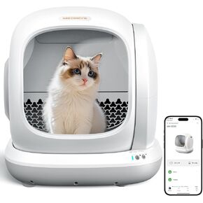 مربع القمامة التنظيف الذاتي Meowant ، مربعات القمامة المتوافقة مع القطط التلقائية تلقائيًا مع التحكم في التطبيق ، 75 لترًا كبيرًا في القطط الذكية ذات القطط الذكية الكبرى للقطط الكبيرة القطط الكبيرة