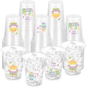 100 Pcs St. Patrick's Day Party Cups,12 oz St. Patrick Disposable Clear Plastic Cups Irish Green St Patrick's Day Party Lucky Clover Cups for St. Patrick Irish Birthday Party Irish Party Supplies