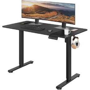 BONTEC Electric Standing Desk, 48 x 24 Inch Adjustable Height Desk with Quiet Motor, LED Display, 3 Memory Presets, Headphone Hook, Sit Stand Desk for Home Office & Gaming, Black