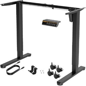 Claiks Standing Desk Frame, Electric Stand Up Desk Legs Frame Workstation Up to 63",T-Shaped Adjustable Standing Computer Desk for Home and Office, (Black Frame only)