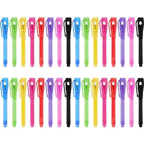 32 PCS Invisible Ink Pen with UV Light Secret Message Pen Spy Pens Magic Invisible Markers Classroom Gifts for Students, Party Birthday Christmas Favors Gift Toy for Kids 6-13 Year Old Boys Girls