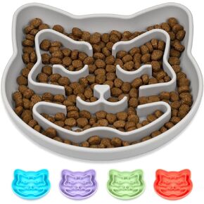 Snuggli Silicone Slow Feeder Cat Bowl for Wet & Dry Food – Cute Puzzle Maze Design for Slow Eating, Cat Enrichment & Healthy Digestion – Non-Slip, Dishwasher Safe, 1-Cup (Lavender)