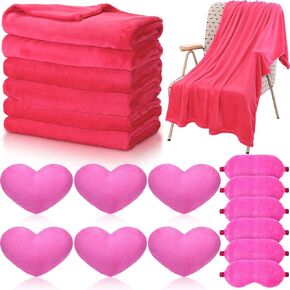 18 PCS Kids Sleepover Party Supplies For Girls Fleece Fleece Loved Plants Fluffy Heart Throw Pillow Plush Sleep Eye Mask for Spa Camping Fairt