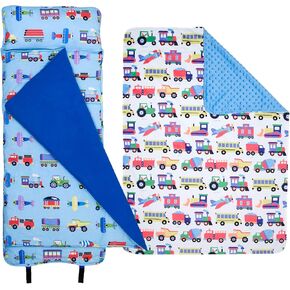Wildkin Plush Blanket Bundle with Original Nap Mat (Trains, Planes & Trucks)