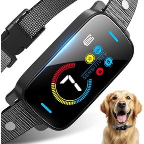 Bark Collar for Large Medium Small for Dogs Smart Automatic Ultrasonic - Rechargeable Anti Barking Training Collar with Waterproof Vibration and Beep 7 Sensitivity