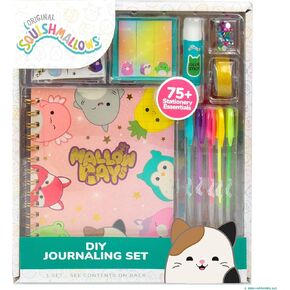 Squishmallows Original DIY Journaling Set, Journaling Kit with Gel Pens, Stickers, Sticky Notes, and Gems, Scrapbook for Kids, Cute Stationary Set, Notebook for Girls, Diary for Girls Ages 8-12