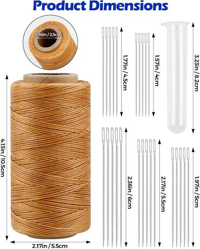 Leather Upholstery Sewing Waxed Thread: PLANTIONAL 218 Yards 210D Wax String Set with 25 Large Eye Hand Sewing Needles, Heavy Duty Sewing Kit for Car Sofa Leather Repair Craft in Saudi Arabia