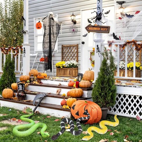 LRCXL Realistic Fake Snakes Toy Soft Rubber Snakes to Keep Birds Away - Rattlesnake Toys for Garden Props to Keep Birds Away, Scare Squirrels, Mice, Pranks Halloween Decoration Props in Saudi Arabia