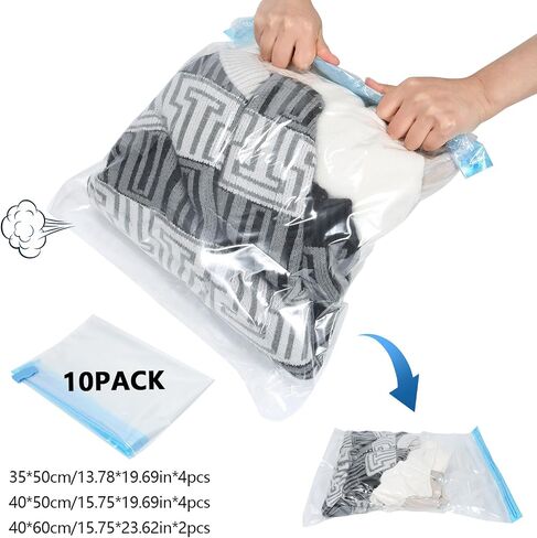 Extra Large Storage Bags Set Heavy Duty Moving Totes with Handles, Waterproof Dual-Durable Storage Totes For Space-Saving Moves, (Dark Blue, 12 Park-2 Moving bag & 10 Vacuum Seal Bags) in Saudi Arabia