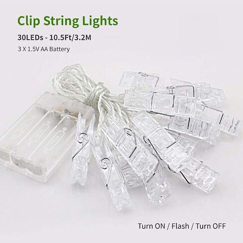 Dopheuor LED Photo Clip Copper String Lights Starry Fairy Warm White Lights Battery Powered for Hang Pictures Cards Bedroom Wall Decorations Christmas Patio Halloween Thanksgiving Wedding Party Décor in Saudi Arabia