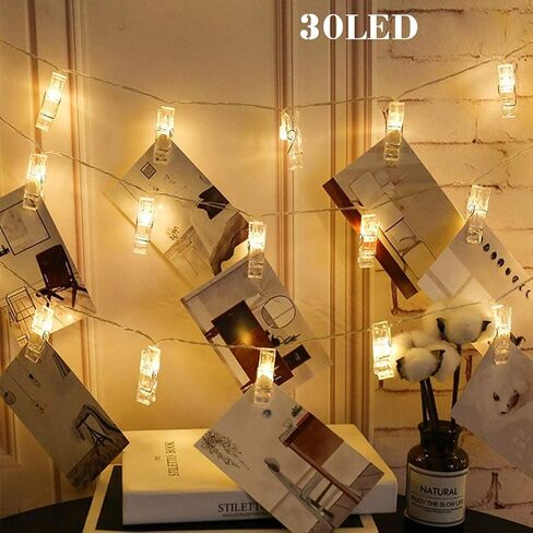 Dopheuor LED Photo Clip Copper String Lights Starry Fairy Warm White Lights Battery Powered for Hang Pictures Cards Bedroom Wall Decorations Christmas Patio Halloween Thanksgiving Wedding Party Décor in Saudi Arabia