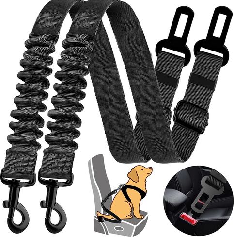 Dog Seat Belt Retractable Dog Car Harness 1 Pack Adjustable Elastic Bungee Buffer Heavy Duty & Durable & 360 Degree Swivel. in Saudi Arabia