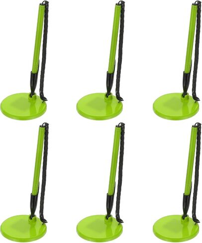 Patikil 6pcs قلم آمن مع سلسلة لاصق وحامل القلم الأمني ​​، ومكافحة الاستقبال أقلام سطح المكتب قلم الأسود الحبر الملؤلات لمكتب مكتب مكان العمل لوازم المنزل ، قاعدة مسطحة ، أخضر in Kuwait