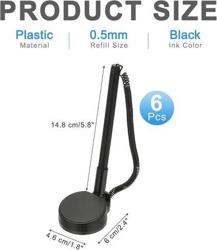Patikil 6pcs قلم آمن مع سلسلة لاصق وحامل القلم الأمني ​​، ومكافحة الاستقبال أقلام سطح المكتب قلم الأسود الحبر الملؤلات لمكتب مكتب مكان العمل لوازم المنزل ، قاعدة مسطحة ، أخضر in Kuwait
