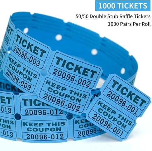 L LIKED 2000 Raffle Tickets Double Rolls 50/50 Stub Tickets with Consecutive Numbers 1000 Pairs per Roll,2 Rolls-Green,Red in Saudi Arabia