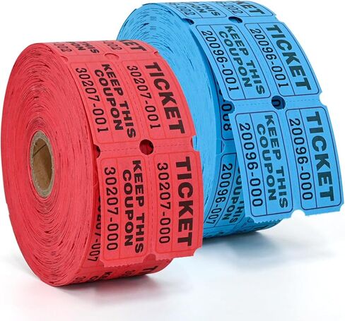 L LIKED 2000 Raffle Tickets Double Rolls 50/50 Stub Tickets with Consecutive Numbers 1000 Pairs per Roll,2 Rolls-Green,Red in Kuwait