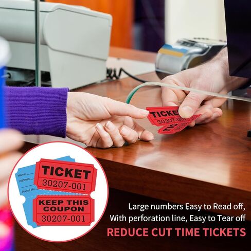 L LIKED 2000 Raffle Tickets Double Rolls 50/50 Stub Tickets with Consecutive Numbers 1000 Pairs per Roll,2 Rolls-Green,Red in Saudi Arabia